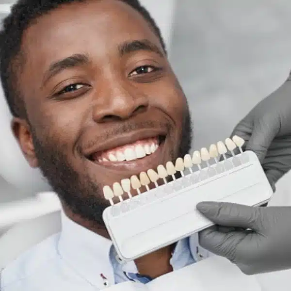cosmetic-dental-treatment-consultation Cosmetic dentistry treatment options with a patient